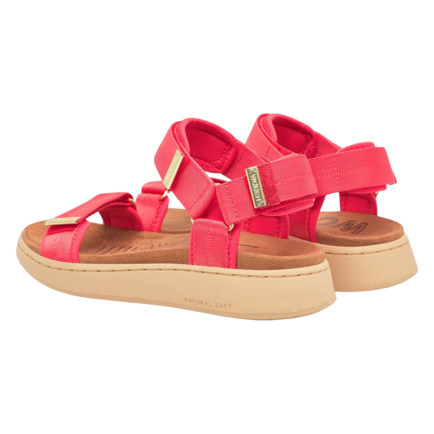 Line flade sandaler, kvinder, flame rød