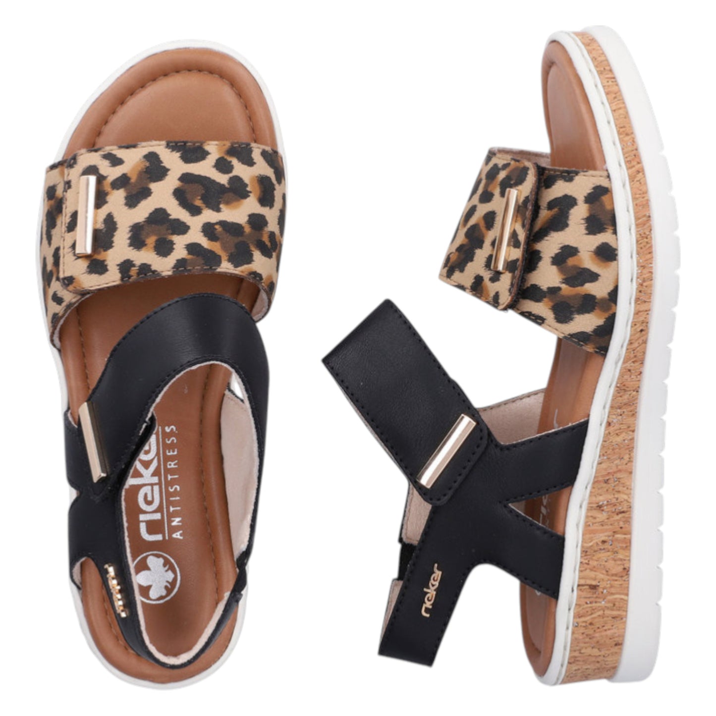 Flade sandaler, kvinder, sort leopard