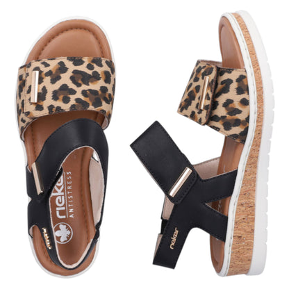 Flade sandaler, kvinder, sort leopard