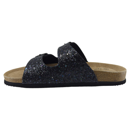 Slippers, kvinder, navy glitter