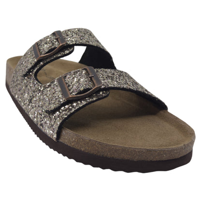 Slippers, kvinder, gold glitter