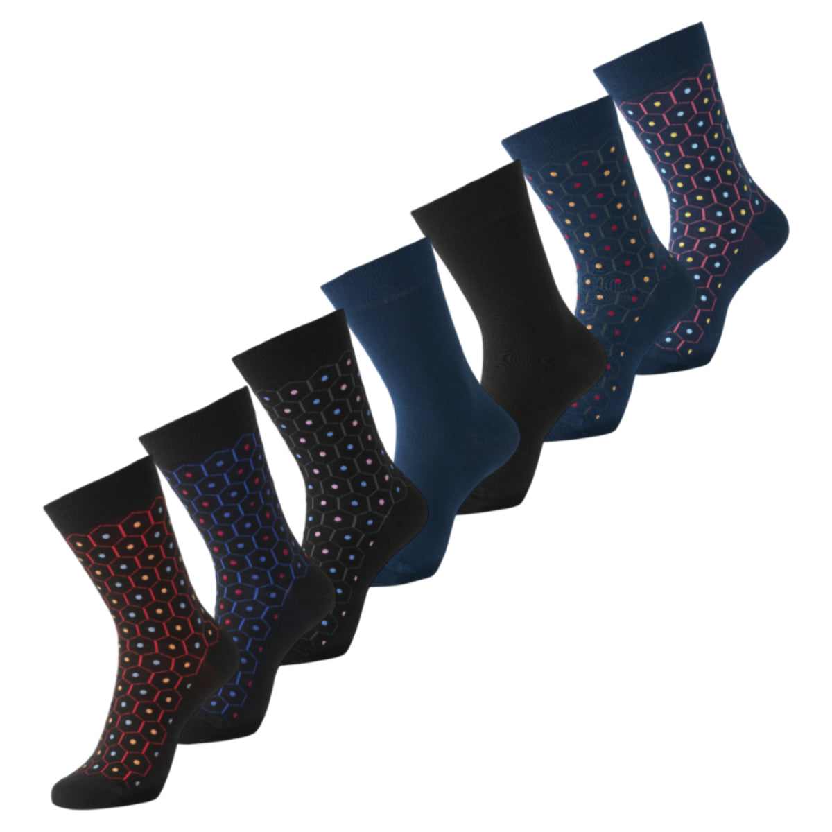 7 pack strømper, unisex, striped