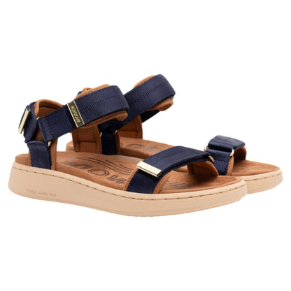 Line flade sandaler, kvinder, navy