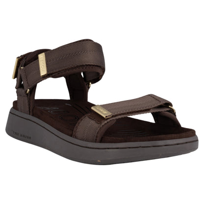 Line flade sandaler, kvinder, brun
