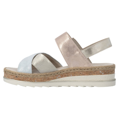 Sandaler med hæl, kvinder, nude / silver