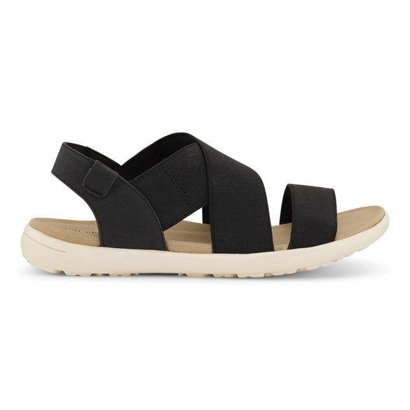 Flade sandaler, kvinder, sort elastik