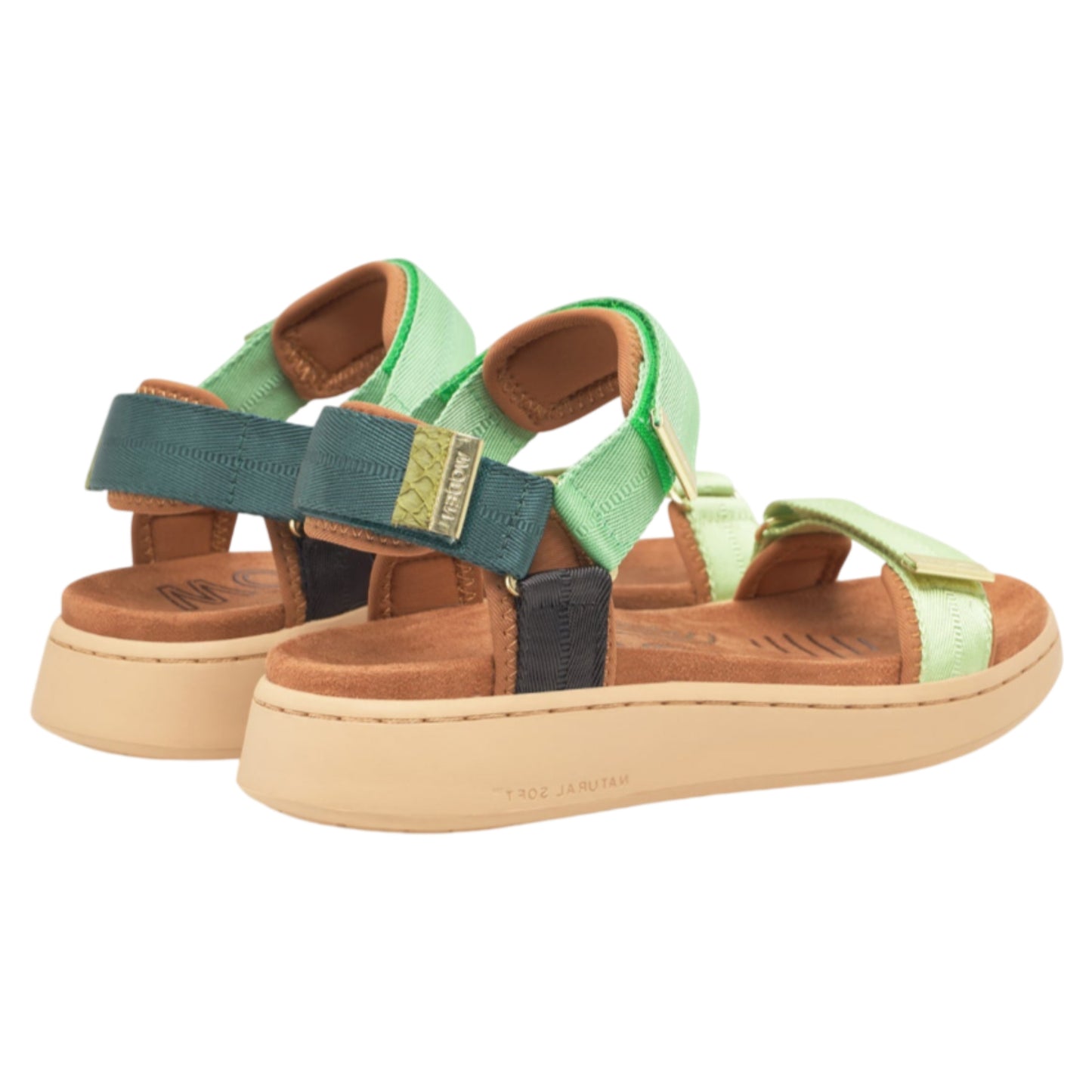 Line flade sandaler, kvinder, grøn