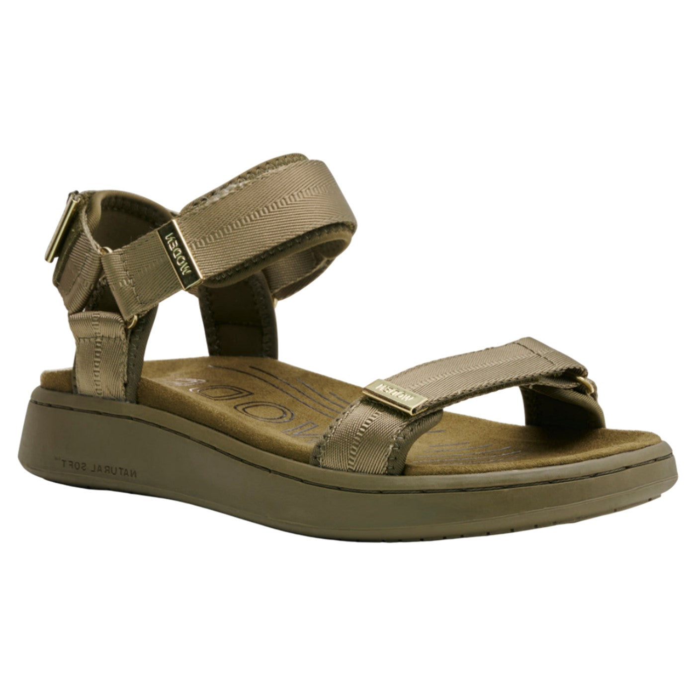 Line Flade sandaler, kvinder, oliven