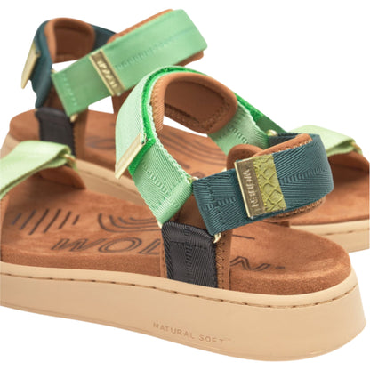 Line flade sandaler, kvinder, grøn