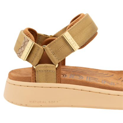 Line flade sandaler, kvinder, khaki