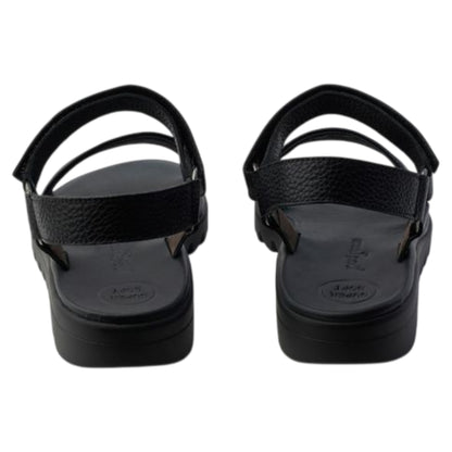 Easy grained Flade sandaler, kvinder, sort