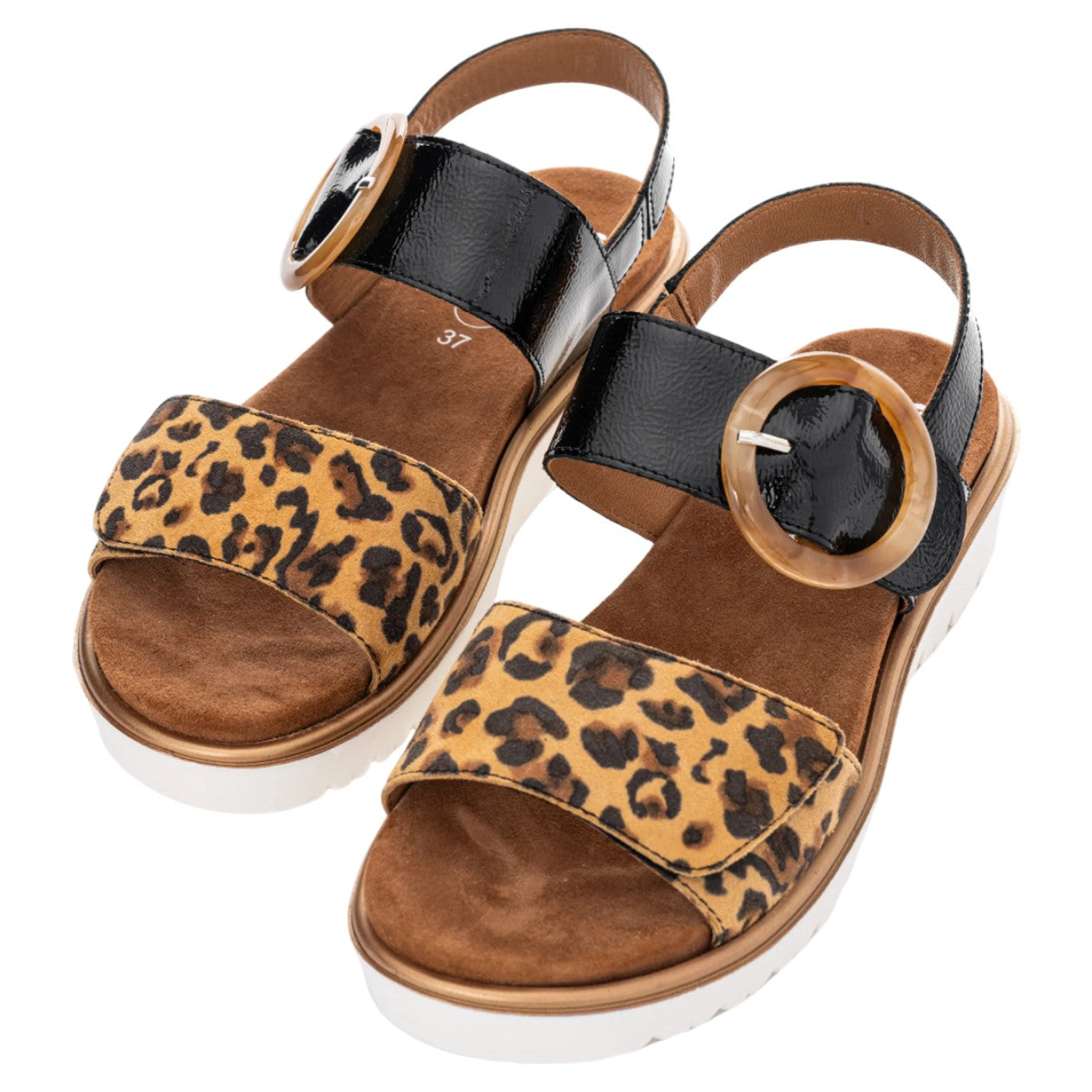 Malaga nature Sandaler med hæl, kvinder, sort/leo