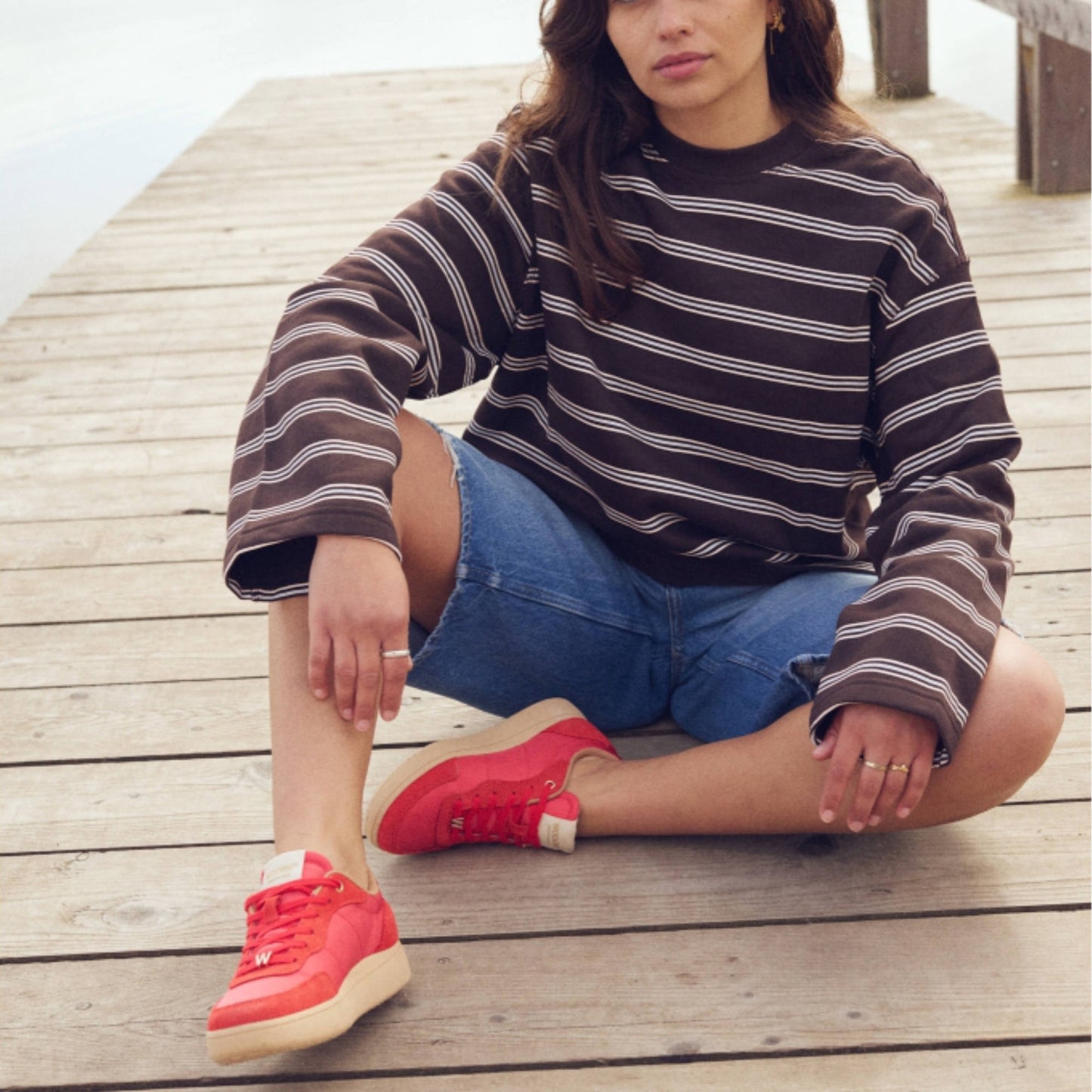 Line sneakers, kvinder, flame rød