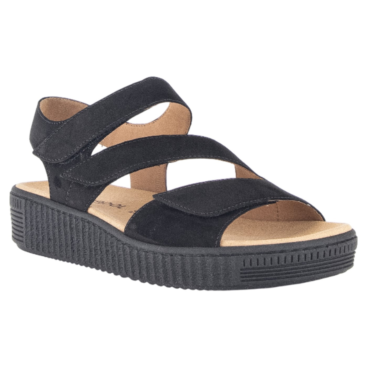 Flade sandaler, kvinder, sort nubuk