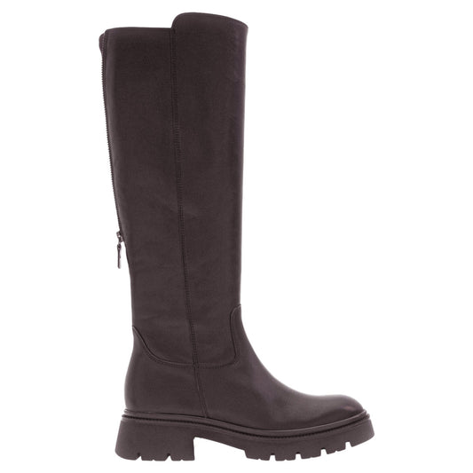 Lange støvler med lynlås, kvinder, brun