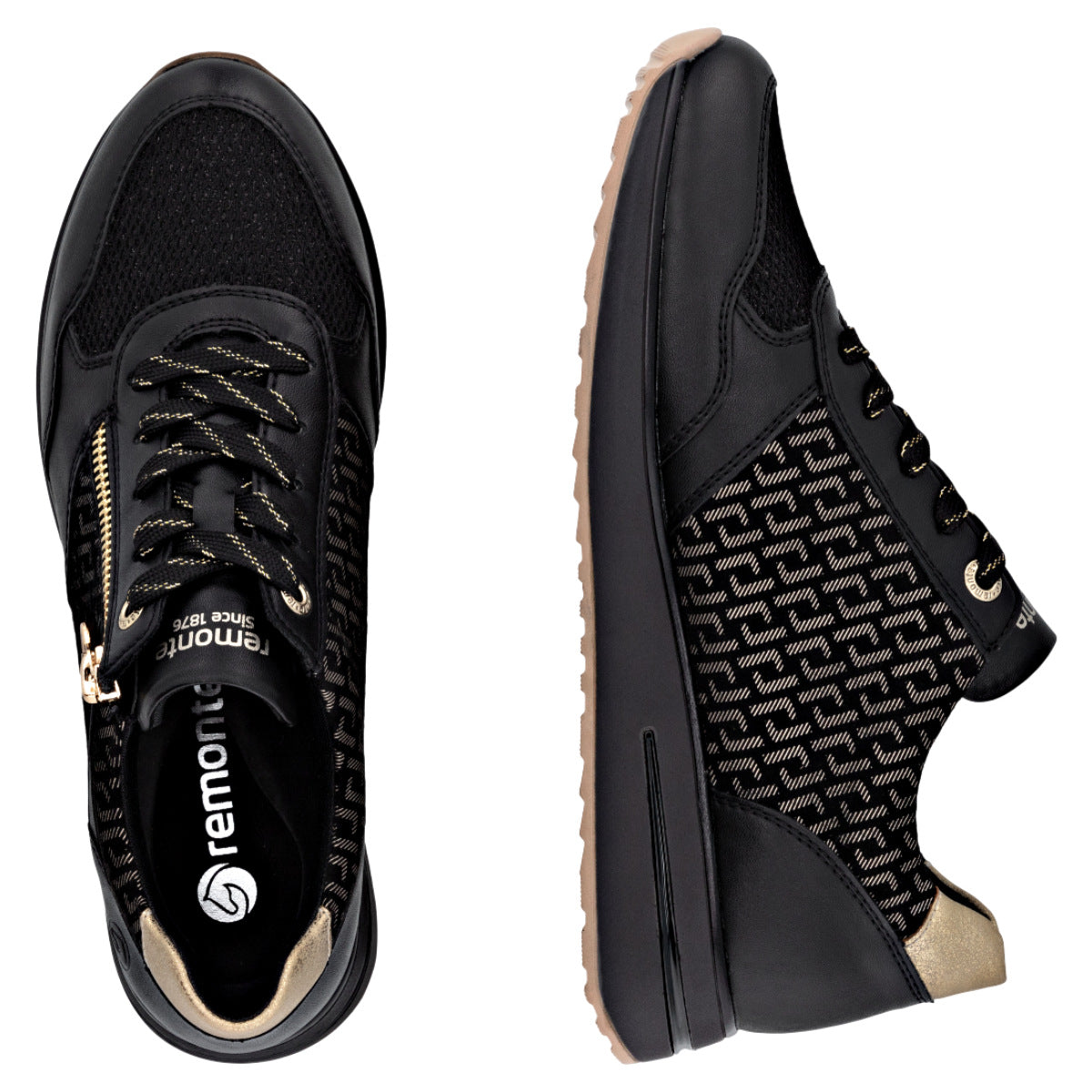 Soft sneakers, kvinder, sort/guld