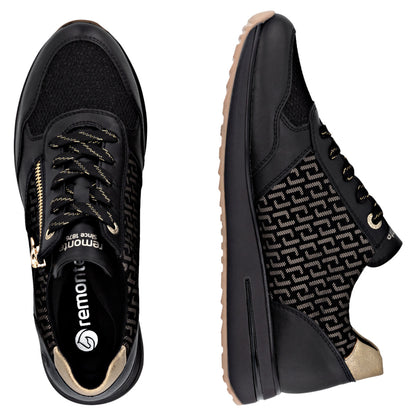 Soft sneakers, kvinder, sort/guld