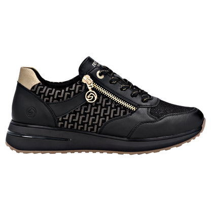 Soft sneakers, kvinder, sort/guld
