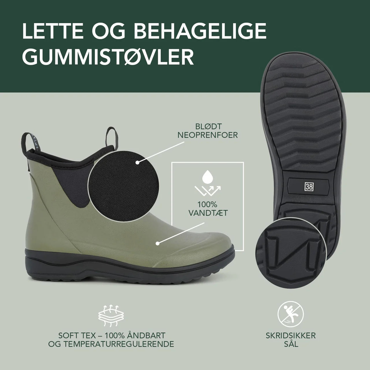 RAIN RAFAELL, gummistøvler til kvinder- Sage