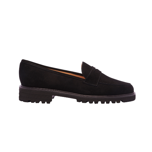 Ruskinds loafer, loafers til kvinder- sort ruskind