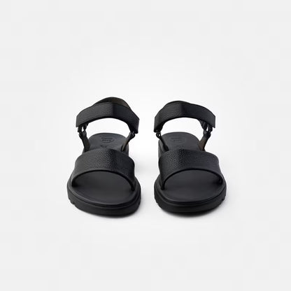 Easy grained Flade sandaler, kvinder, sort