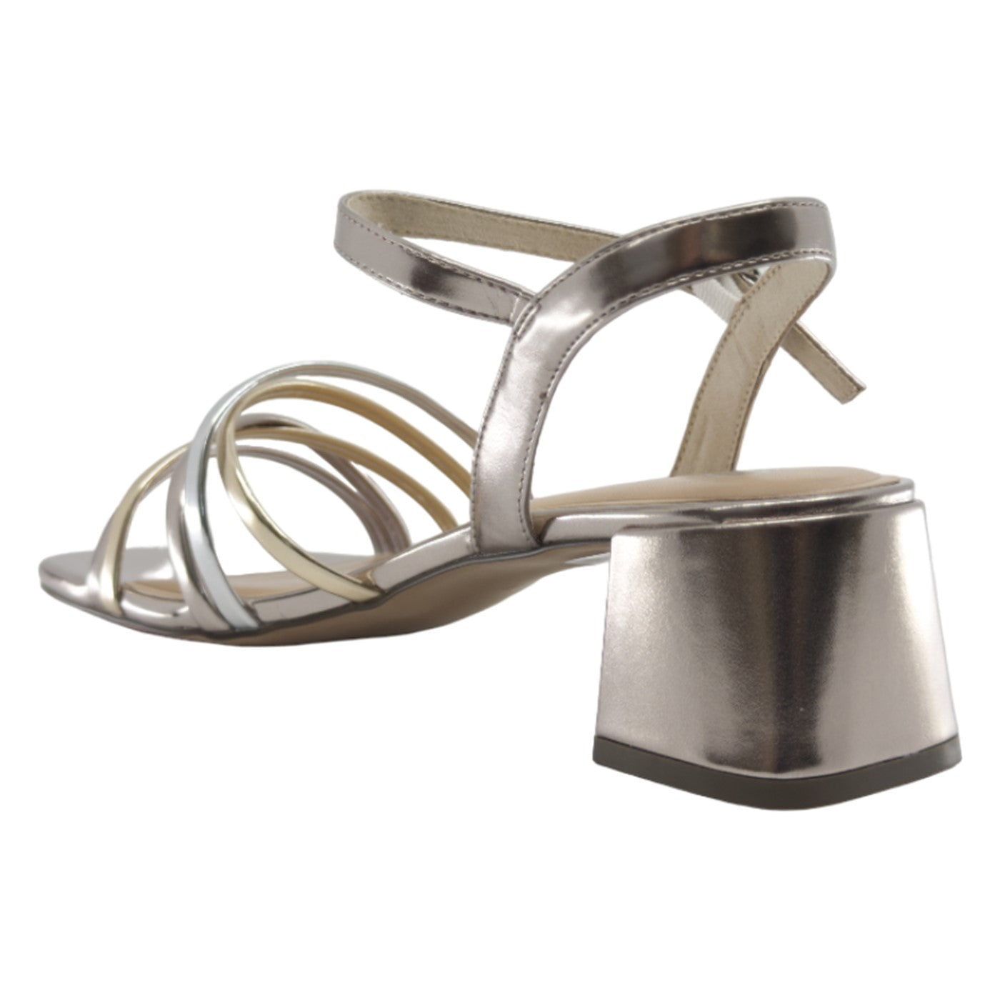 Sandaler med hæl, kvinder, metallic