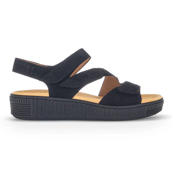 Flade sandaler, kvinder, sort nubuk
