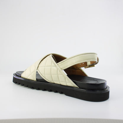 Flade sandaler, kvinder, råhvid