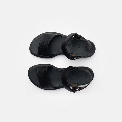 Easy grained Flade sandaler, kvinder, sort